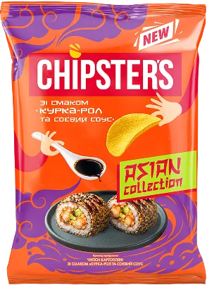 Пачка чипсів Chipsters Курка-рол та соєвий соус